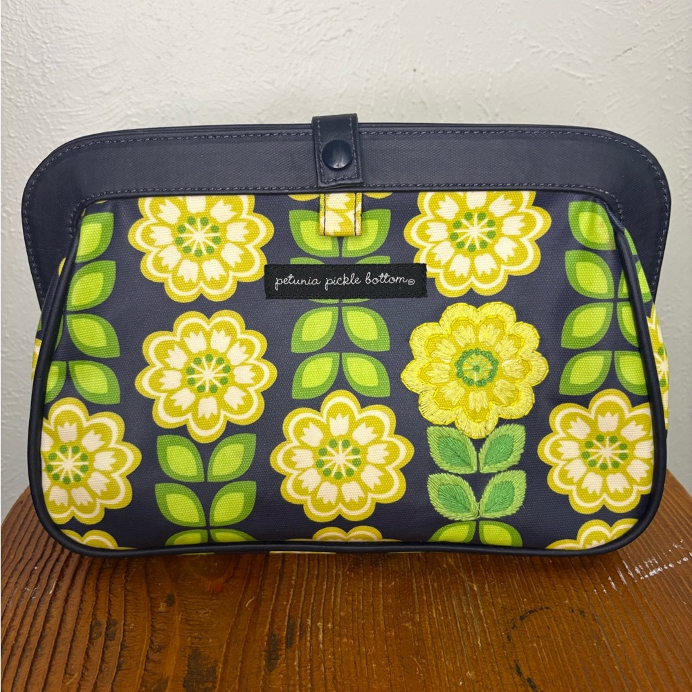 Petunia Pickle Bottom Black and Green Floral Shoulder Bag
